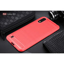 Samsung A01 Carbon Fibre TPU Case Slim Shockproof Cover Red