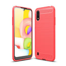 Samsung A01 Carbon Fibre TPU Case Slim Shockproof Cover Red