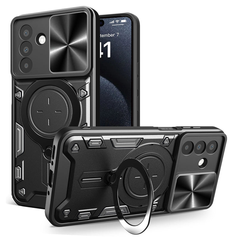 Samsung A26 5G Ring Kickstand Case w/ Camera Cover [Black]