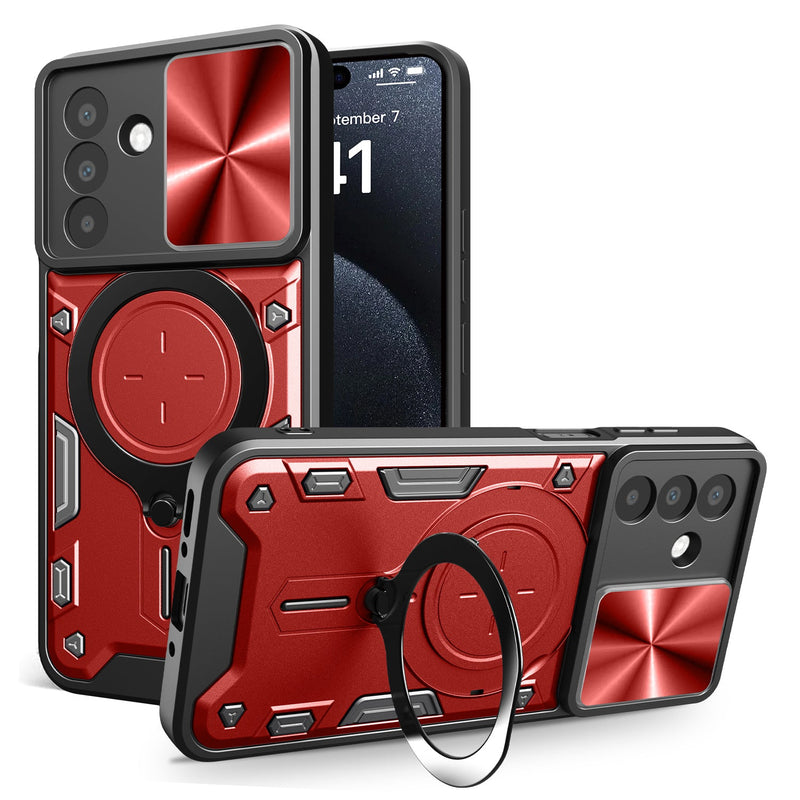Samsung A26 5G Ring Kickstand Case w/ Camera Cover [Red]
