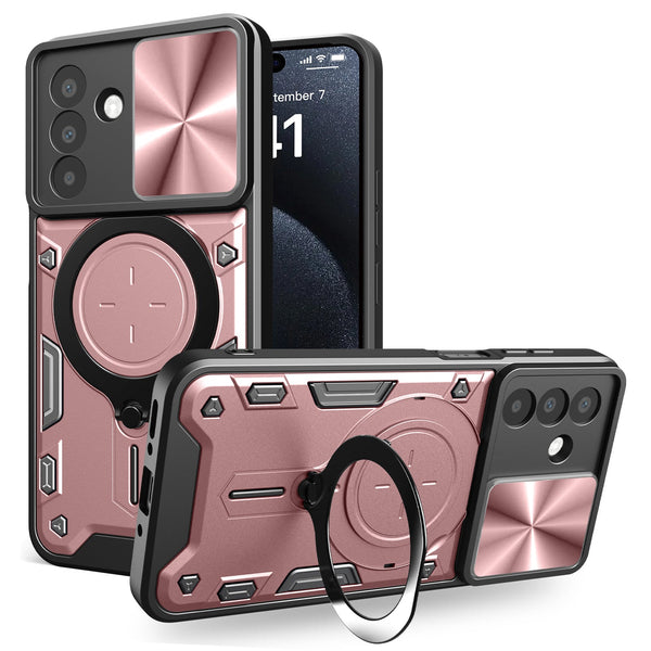 Samsung A26 5G Ring Kickstand Case w/ Camera Cover [Rose Gold]