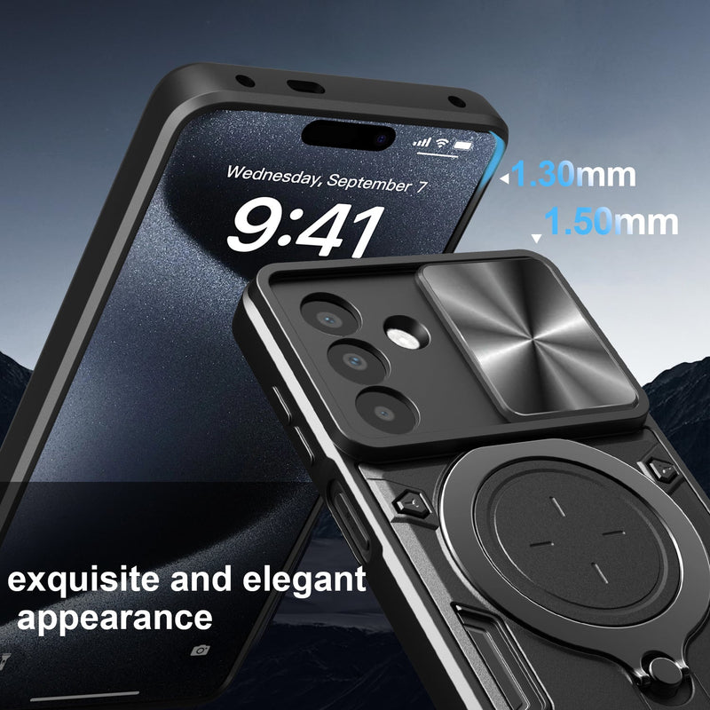 Samsung A26 5G Ring Kickstand Case w/ Camera Cover [Black]