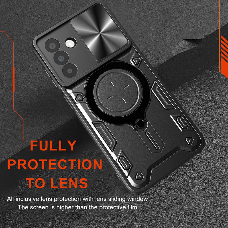 Samsung A26 5G Ring Kickstand Case w/ Camera Cover [Black]