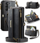 Samsung Galaxy S23 Crossbody Case with Strap, Card Slots & Zipper Pocket [Black]