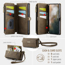 Samsung Galaxy S23 Plus Crossbody Case with Strap, Card Slots & Zipper Pocket [Coffee]