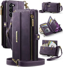 Samsung Galaxy S23 Plus Crossbody Case with Strap, Card Slots & Zipper Pocket [Purple]