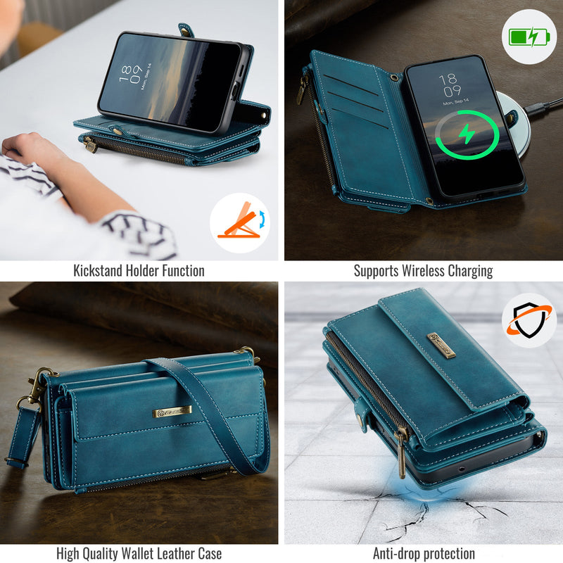 Samsung Galaxy S23 Plus Crossbody Case with Strap, Card Slots & Zipper Pocket [Teal]