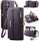 Samsung Galaxy S23 Ultra Crossbody Case with Strap, Card Slots & Zipper Pocket [Purple]
