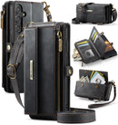 Samsung Galaxy S23 FE Crossbody Case with Strap, Card Slots & Zipper Pocket [Black]