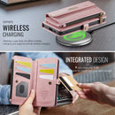 Samsung Galaxy S23 FE Crossbody Case with Strap, Card Slots & Zipper Pocket [Pink]