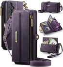 Samsung Galaxy S23 FE Crossbody Case with Strap, Card Slots & Zipper Pocket [Purple]