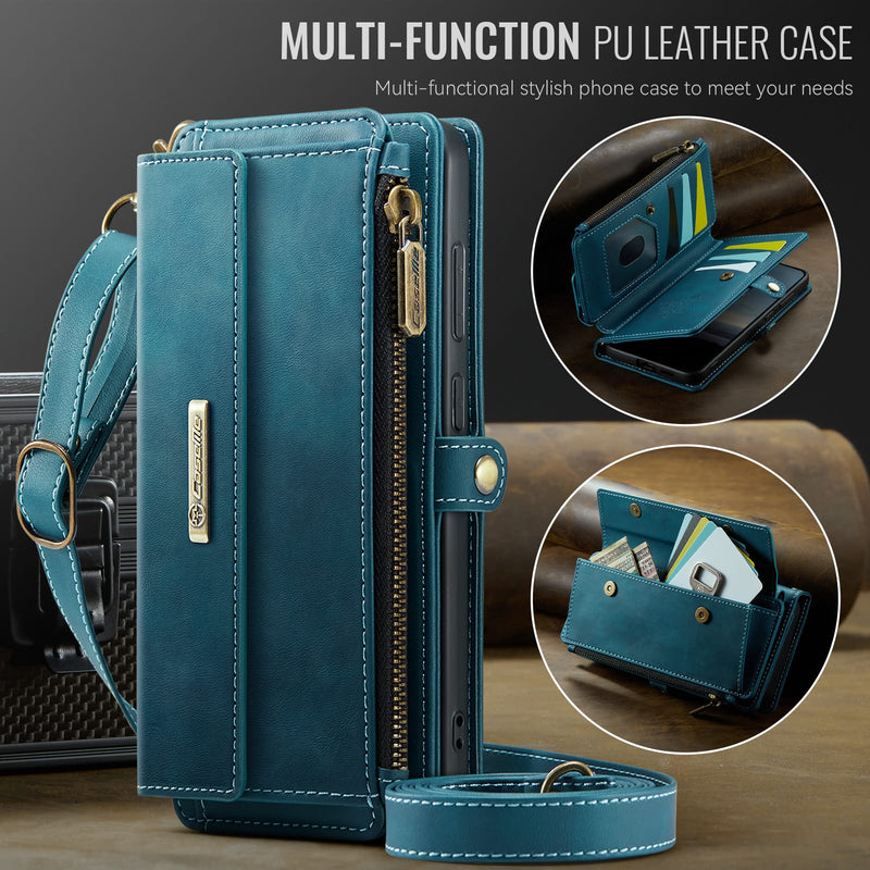 Samsung Galaxy S23 FE Crossbody Case with Strap, Card Slots & Zipper Pocket [Teal]