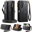 Samsung Galaxy S24 Plus Crossbody Case with Strap, Card Slots & Zipper Pocket [Black]