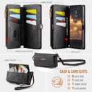 Samsung Galaxy S24 / S25 Crossbody Case with Strap, Card Slots & Zipper Pocket [Black]