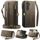 Samsung Galaxy S24 Crossbody Case with Strap, Card Slots & Zipper Pocket [Coffee]