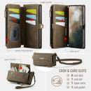 Samsung Galaxy S24 Plus Crossbody Case with Strap, Card Slots & Zipper Pocket [Coffee]