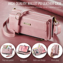 Samsung Galaxy S24 Crossbody Case with Strap, Card Slots & Zipper Pocket [Pink]