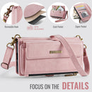 Samsung Galaxy S24 FE Crossbody Case with Strap, Card Slots & Zipper Pocket [Pink]