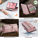 Samsung Galaxy S24 Crossbody Case with Strap, Card Slots & Zipper Pocket [Pink]