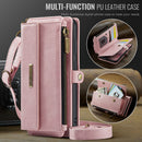 Samsung Galaxy S24 Crossbody Case with Strap, Card Slots & Zipper Pocket [Pink]