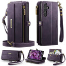 Samsung Galaxy S24 FE Crossbody Case with Strap, Card Slots & Zipper Pocket [Purple]