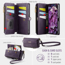Samsung Galaxy S24 Crossbody Case with Strap, Card Slots & Zipper Pocket [Purple]
