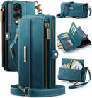Samsung Galaxy S25 Edge Crossbody Case with Strap, Card Slots & Zipper Pocket [Teal]