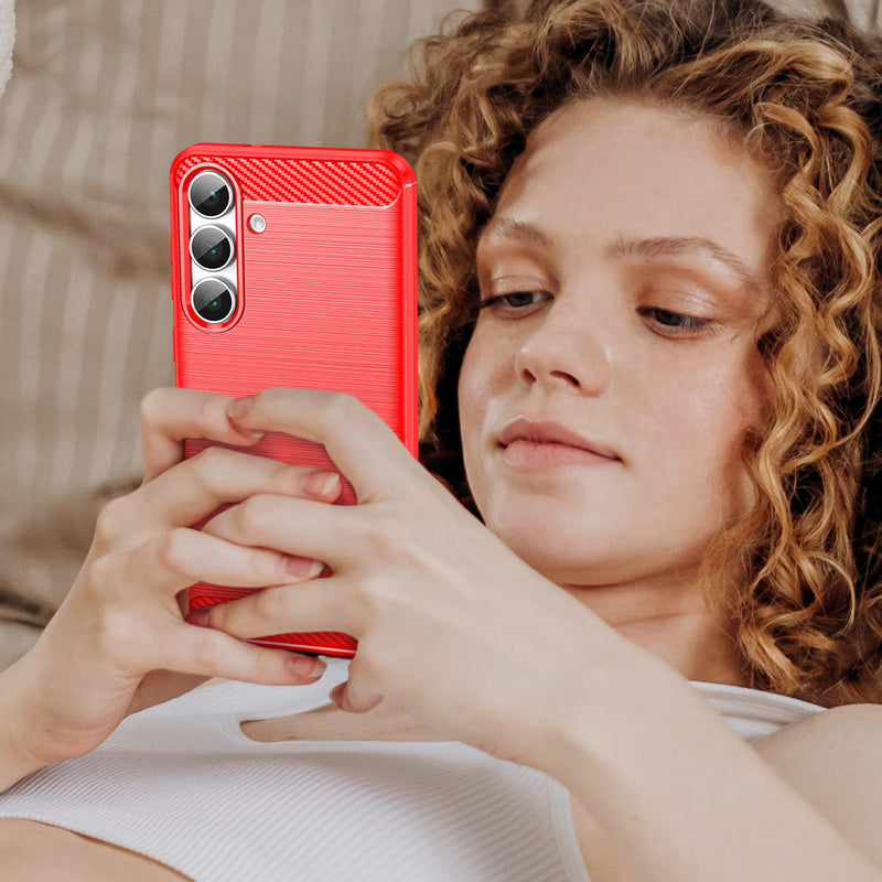 Samsung Galaxy S25FE Carbon Fibre Brushed Case [Red]