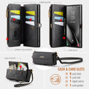 Samsung Galaxy S25 Ultra Crossbody Case with Strap, Card Slots & Zipper Pocket [Black]