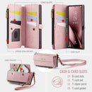 Samsung Galaxy S25 Ultra Crossbody Case with Strap, Card Slots & Zipper Pocket [Pink]
