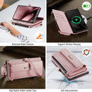 Samsung Galaxy S25 Ultra Crossbody Case with Strap, Card Slots & Zipper Pocket [Pink]
