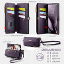 Samsung Galaxy S25 Ultra Crossbody Case with Strap, Card Slots & Zipper Pocket [Purple]
