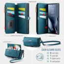 Samsung Galaxy S24 Ultra Crossbody Case with Strap, Card Slots & Zipper Pocket [Teal]