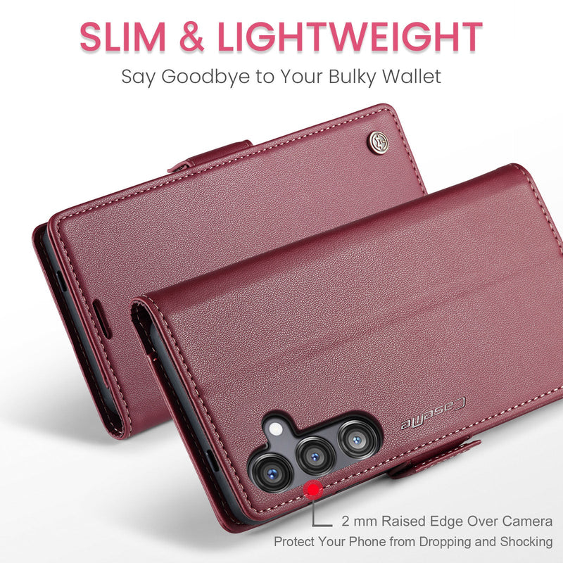 Samsung Galaxy S25FE CaseMe Retro Wallet Case [Maroon]