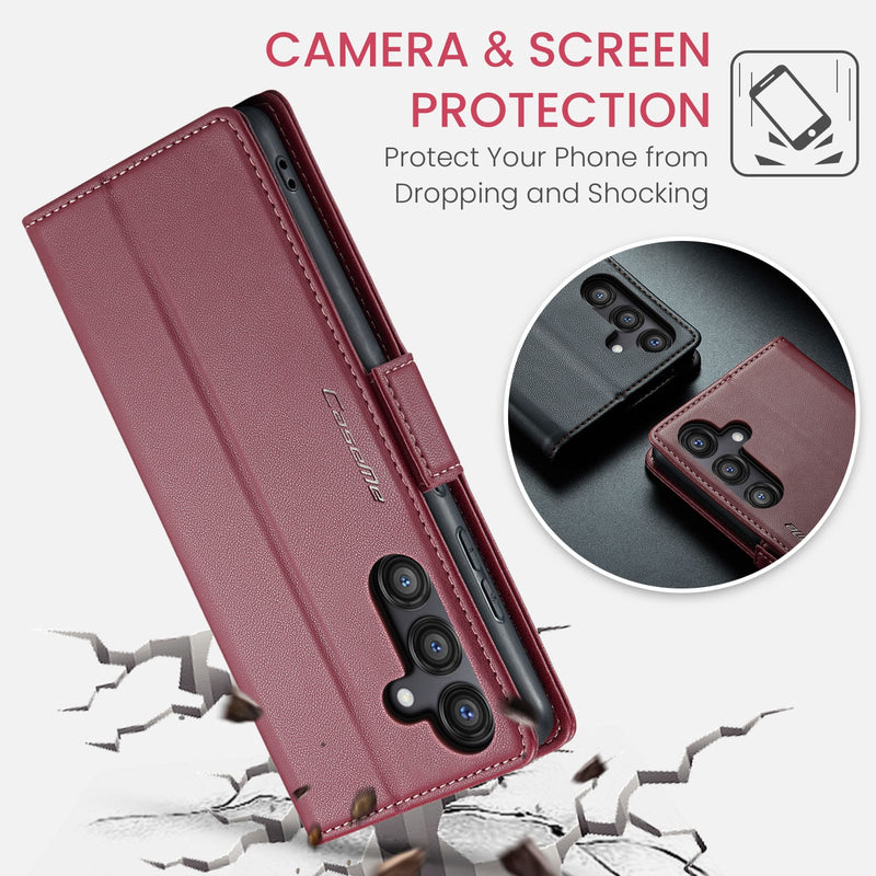 Samsung Galaxy S25FE CaseMe Retro Wallet Case [Maroon]
