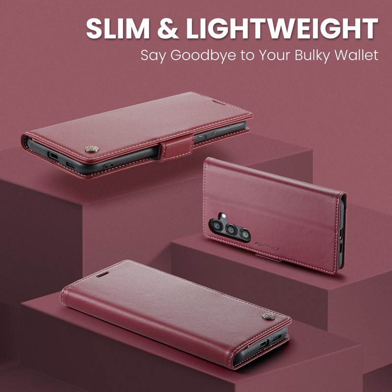 Samsung Galaxy S25FE CaseMe Retro Wallet Case [Maroon]