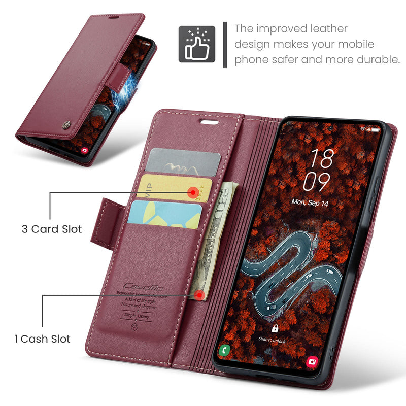 Samsung Galaxy S25FE CaseMe Retro Wallet Case [Maroon]