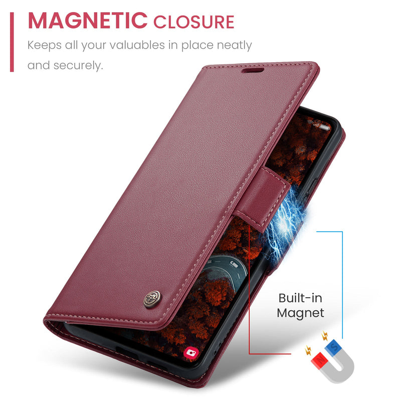 Samsung Galaxy S25FE CaseMe Retro Wallet Case [Maroon]
