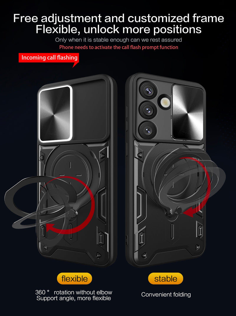 Samsung Galaxy S25FE Ring Kickstand Case w/ Camera Cover [Black]