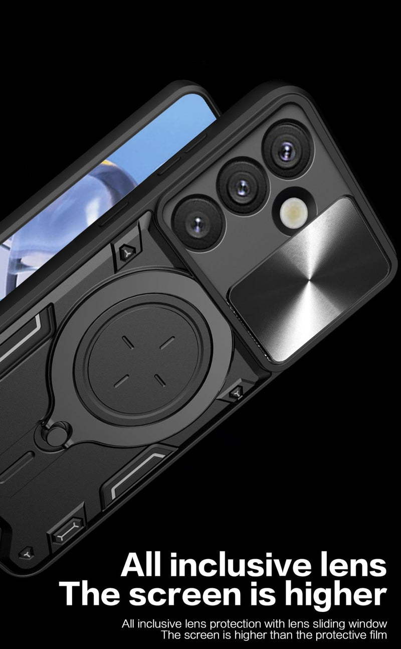 Samsung Galaxy S25FE Ring Kickstand Case w/ Camera Cover [Black]