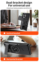 Samsung S26 Magnetic Ring Stand Case with Camera Slide Cover [Silver]