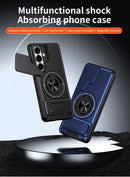 Samsung S26 Magnetic Ring Stand Case with Camera Slide Cover [Orange]