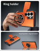 Samsung S26 Magnetic Ring Stand Case with Camera Slide Cover [Orange]