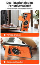 Samsung S26 Plus Magnetic Ring Stand Case with Camera Slide Cover [Orange]