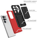 Samsung S26 Ultra Heavy Duty Kickstand Card Holder Case Shockproof Red