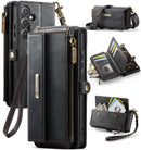 Samsung Galaxy A55 Crossbody Case with Strap, Card Slots & Zipper Pocket [Black]