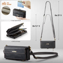 Samsung Galaxy A55 Crossbody Case with Strap, Card Slots & Zipper Pocket [Black]