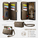Samsung Galaxy A55 Crossbody Case with Strap, Card Slots & Zipper Pocket [Coffee]