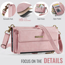 Samsung Galaxy A55 Crossbody Case with Strap, Card Slots & Zipper Pocket [Pink]