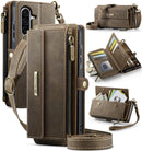 Samsung Galaxy A56 Crossbody Case with Strap, Card Slots & Zipper Pocket [Coffee]